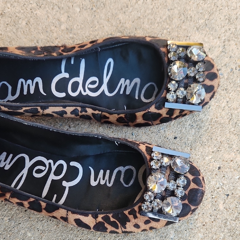 Sam Edelman Leopard-Print Crystal Toe Ballet Flats - Brown/Black - Picture 15 of 16